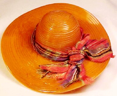 BP252 butterscotch bakelite hat pin